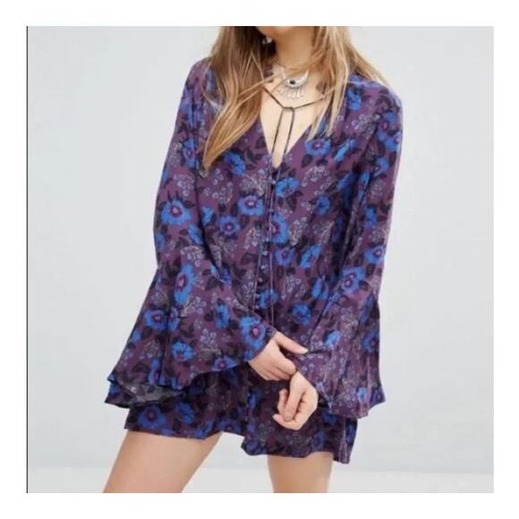 Free People Magical Mystery Tunic Top Short Dress Purple - Size Women's Medium - Picture 1 of 8
